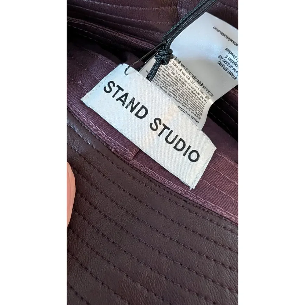 Stand Studio Vida Burgundy Faux Leather Bucket Hat NEW!